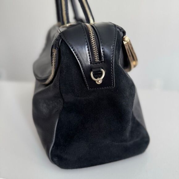 Cromia Black Italian Leather And Suede Satchel - Picture 3 of 10